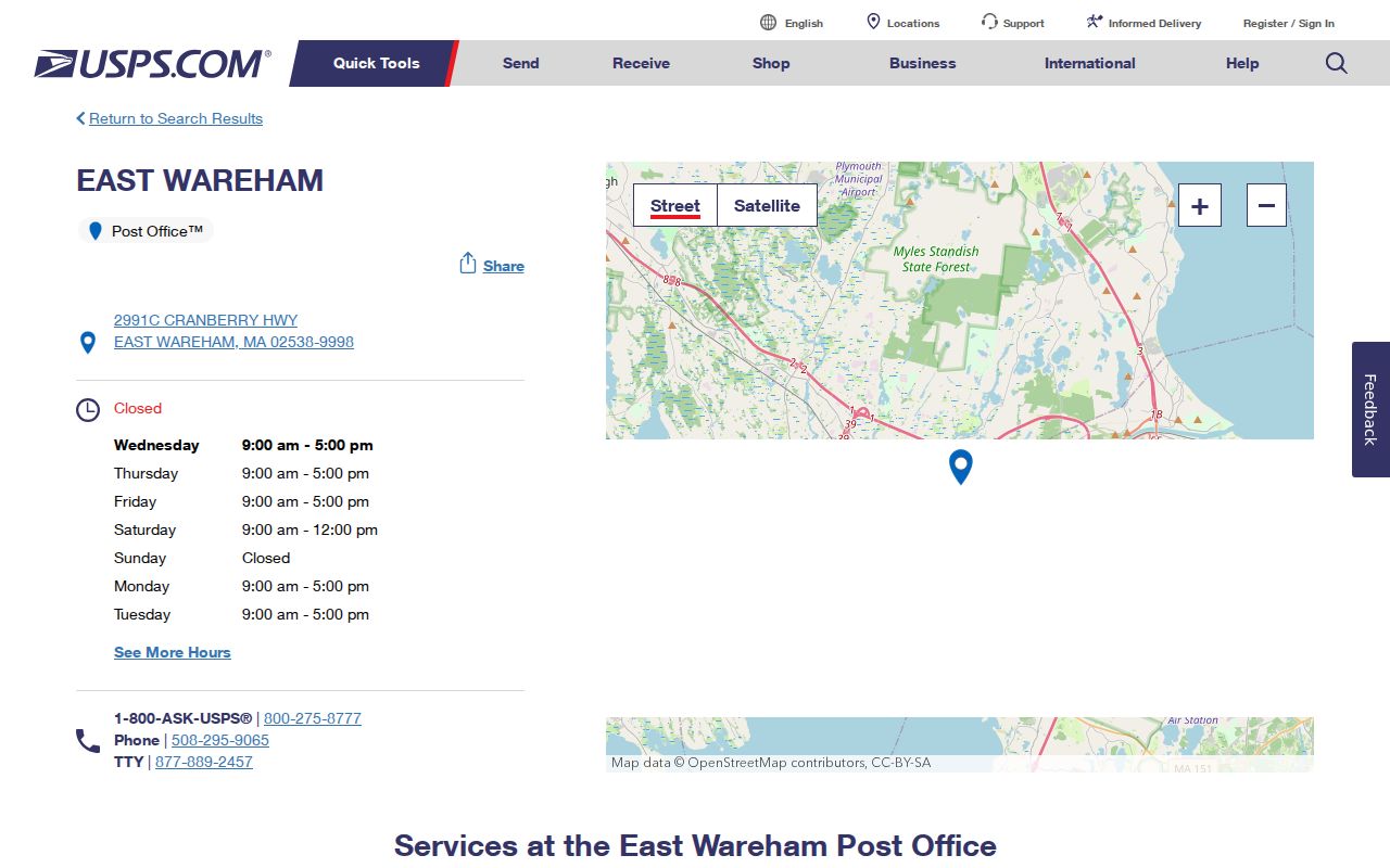 Wareham ZIP code directory East Wareham 02538 USPS location page