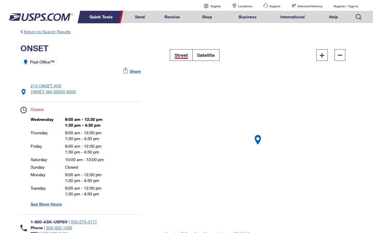 Wareham ZIP code directory Onset 02558 USPS location page