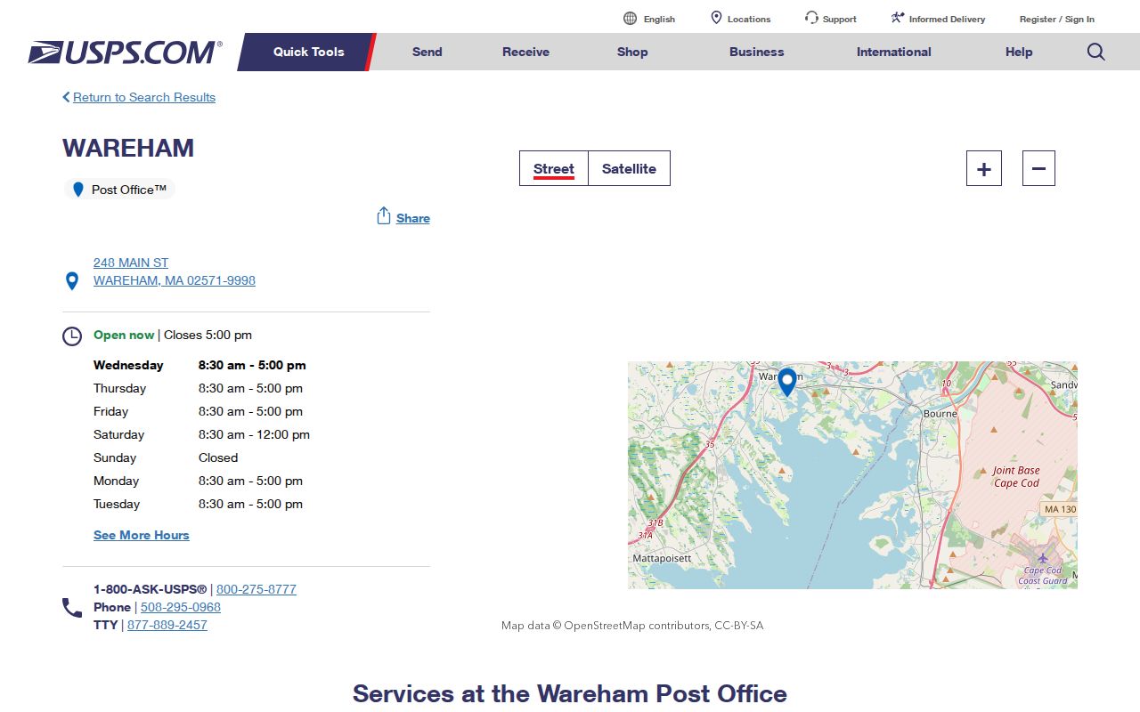 Wareham ZIP code directory Wareham 02571 USPS post office page