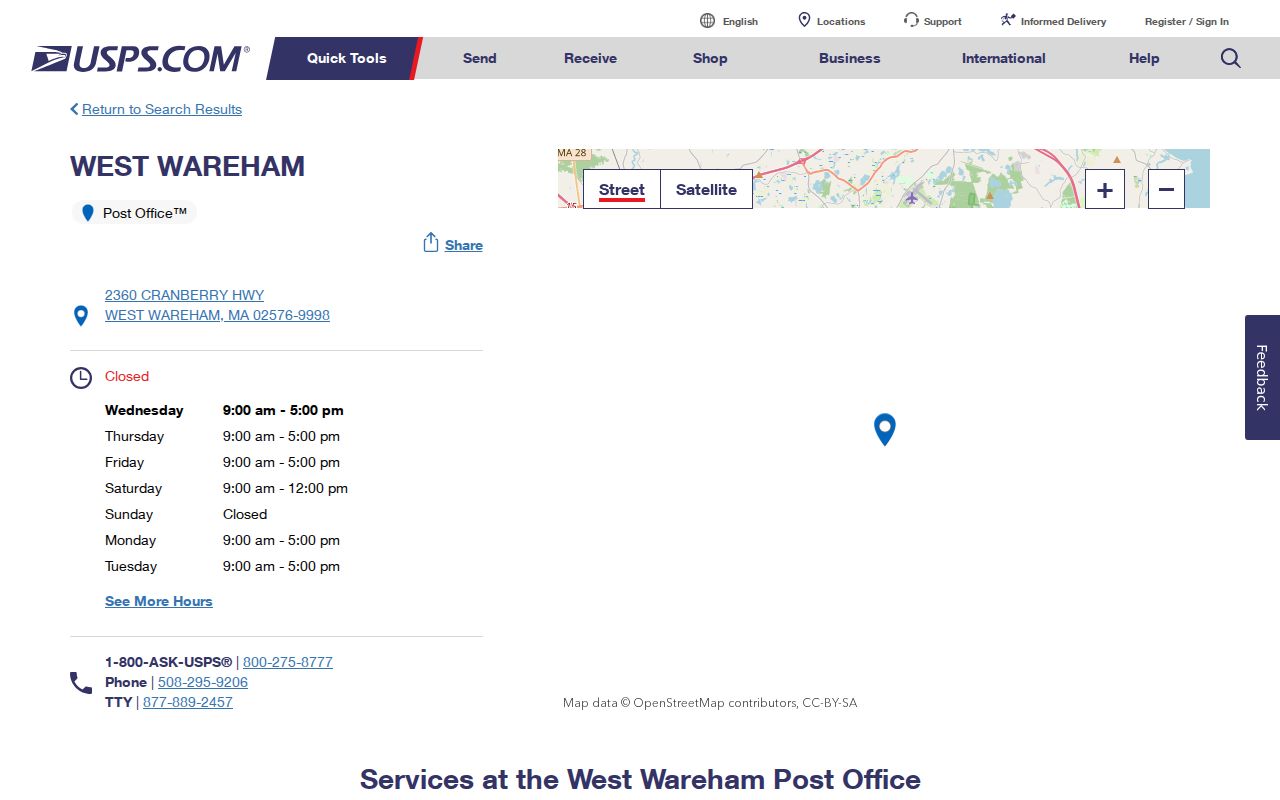 Wareham ZIP code directory West Wareham 02576 USPS location page