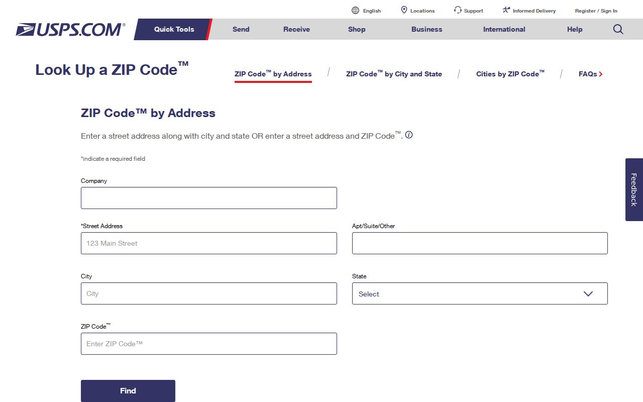 Wareham ZIP code directory USPS address-to-ZIP lookup screen